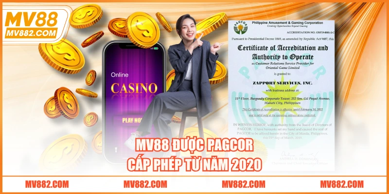MV88 được PAGCOR cấp phép từ năm 2020